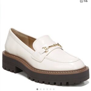 Sam Edelman Ivory Loafers with Gold Accent